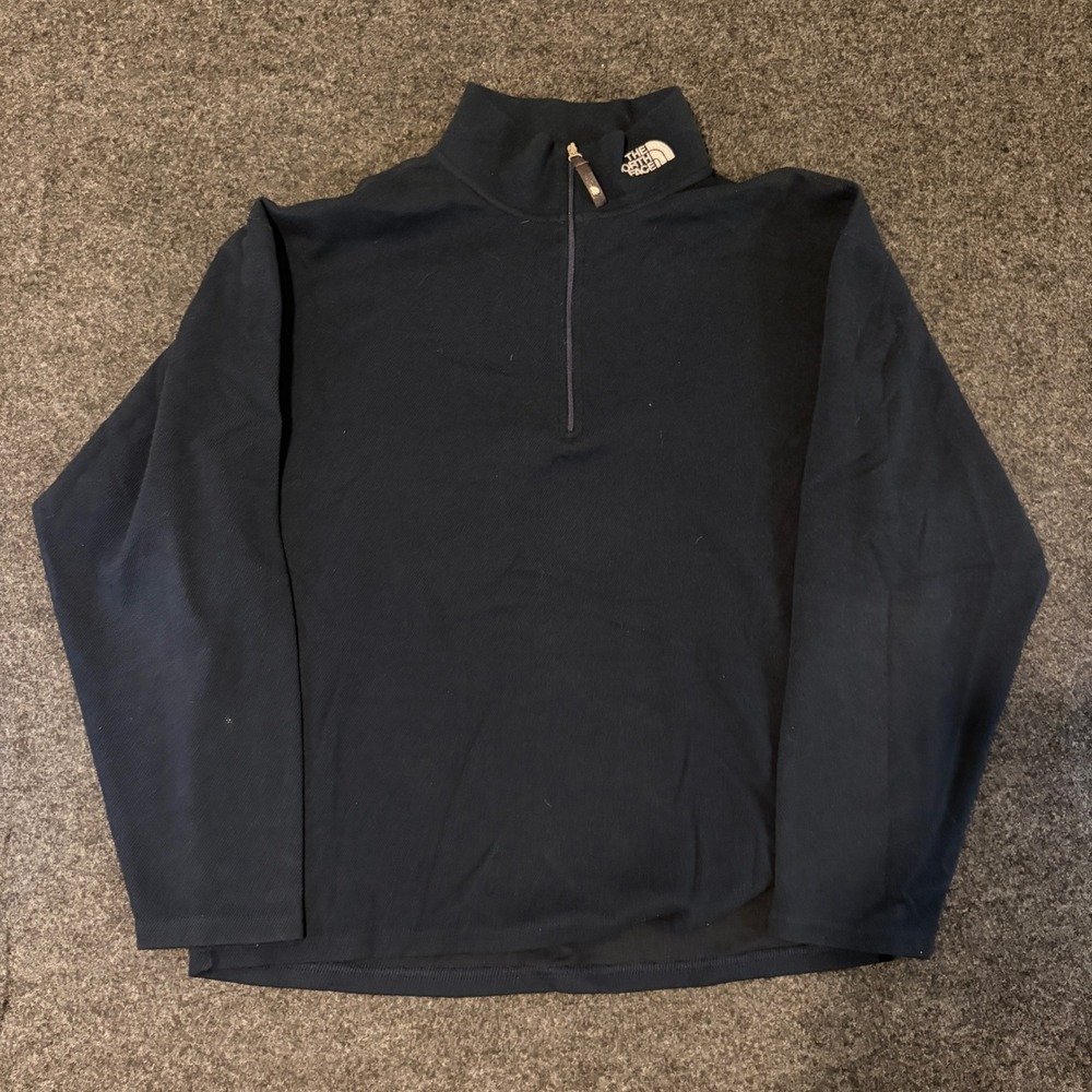 The North Face Mens Navy Blue Quarter Zip Fleece Pullover Sweater Jacket